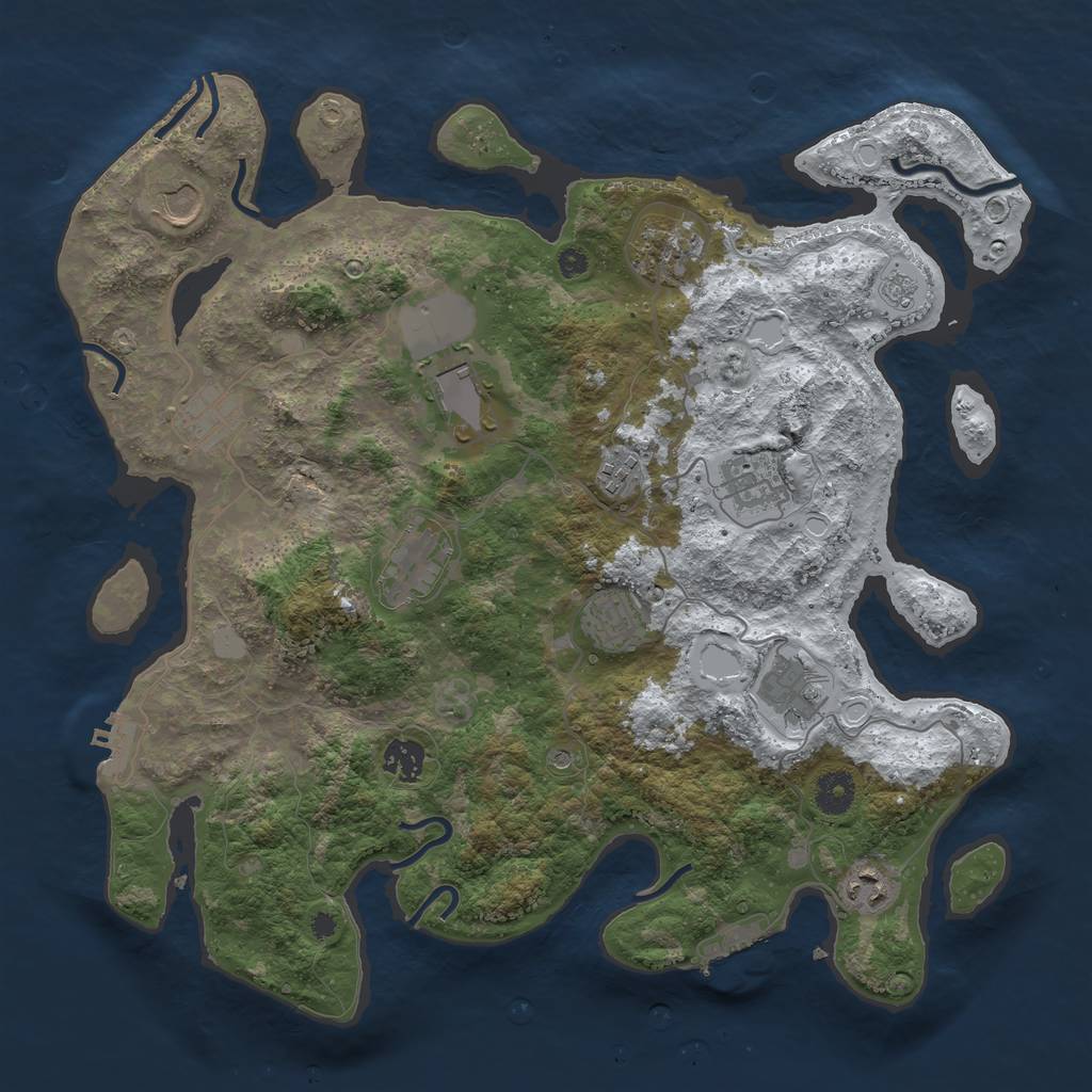 Rust Map: Procedural Map, Size: 3850, Seed: 1833236665, 20 Monuments