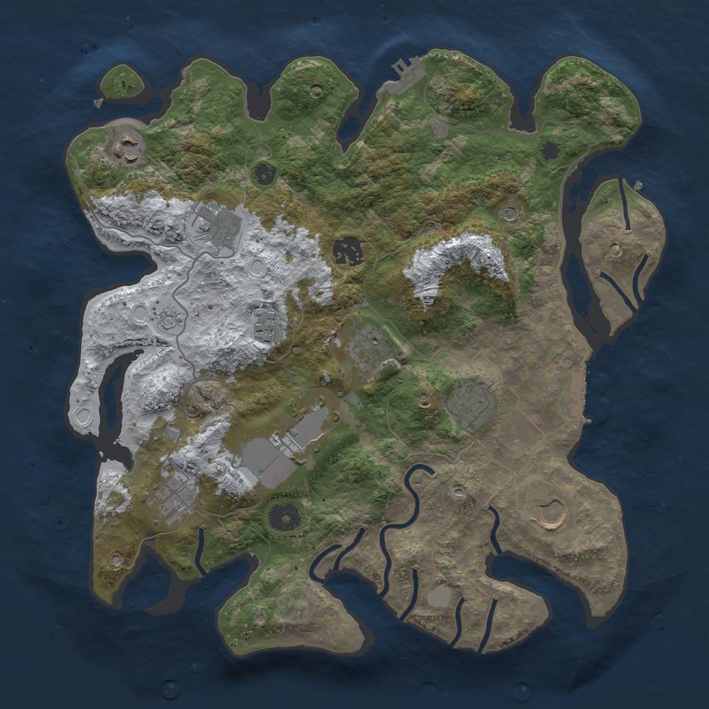 Rust Map: Procedural Map, Size: 3500, Seed: 754549446, 18 Monuments