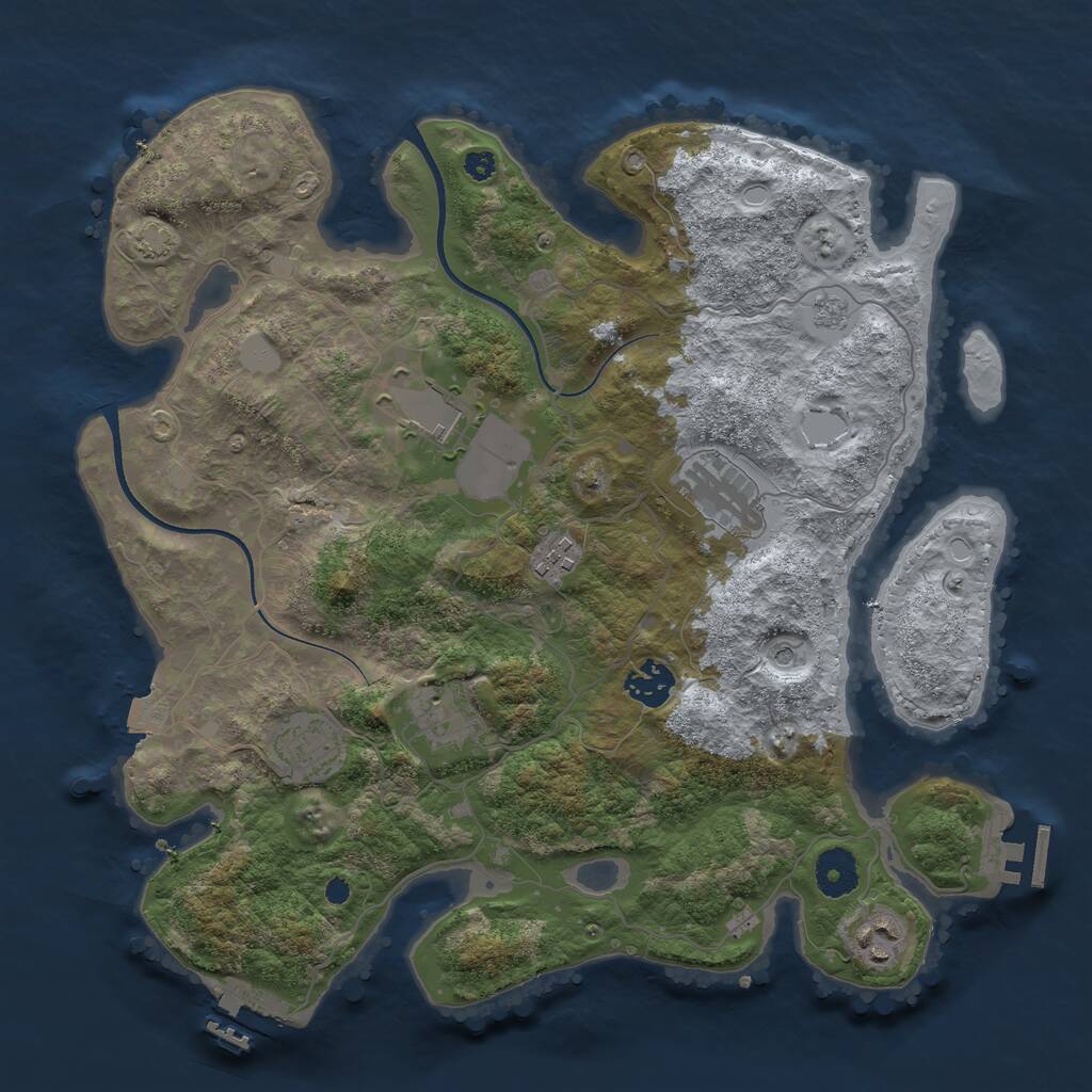 Rust Map: Procedural Map, Size: 3550, Seed: 166765555, 13 Monuments