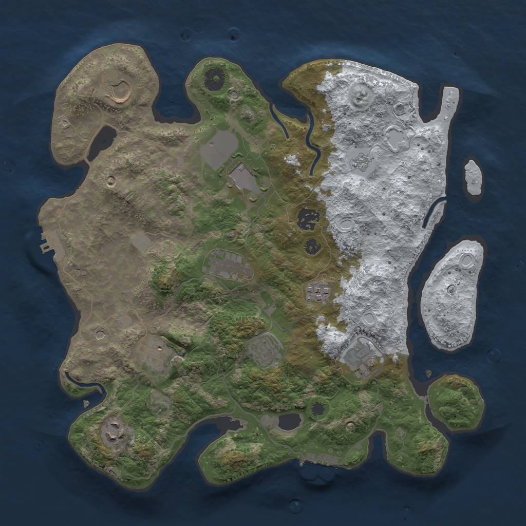 Rust Map: Procedural Map, Size: 3550, Seed: 166765555, 18 Monuments