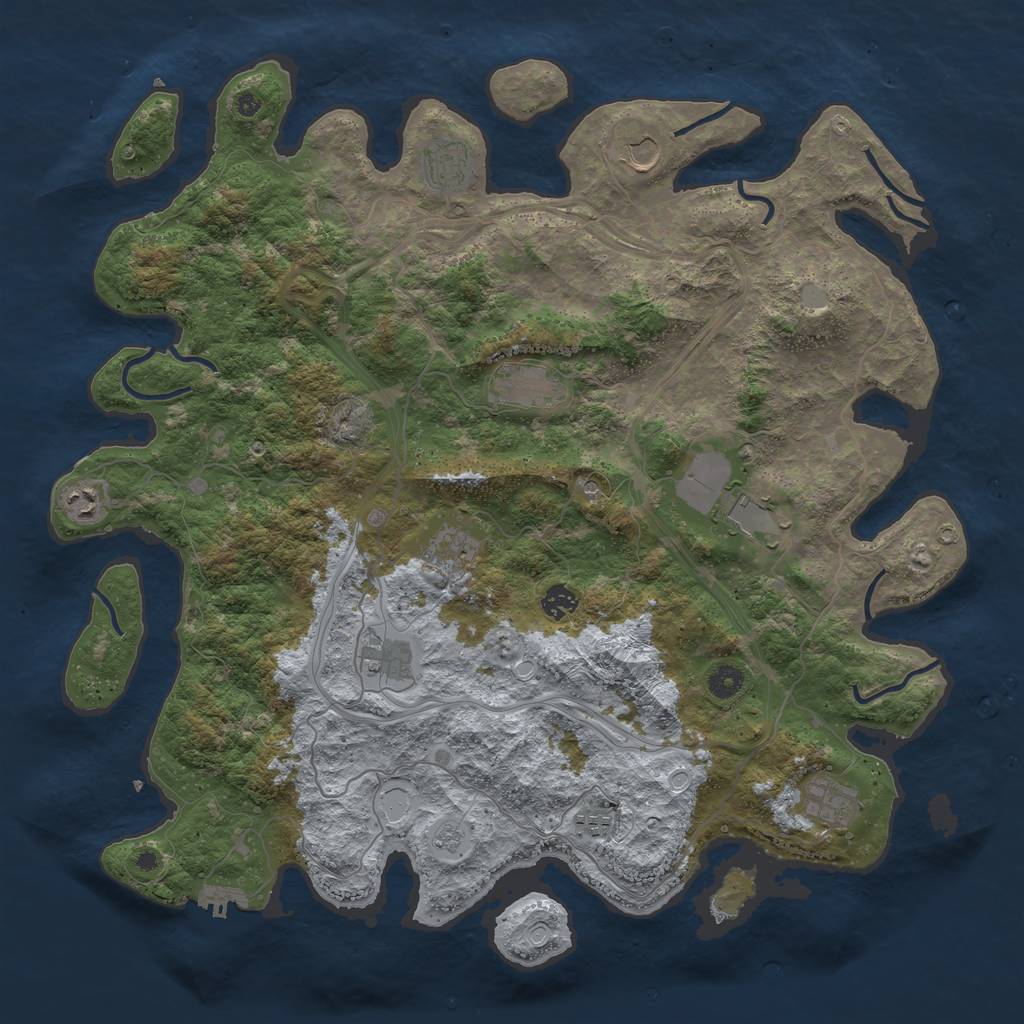 Rust Map: Procedural Map, Size: 4500, Seed: 1744114044, 18 Monuments