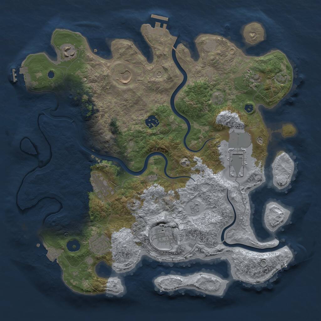 Rust Map: Procedural Map, Size: 3750, Seed: 1112781051, 15 Monuments