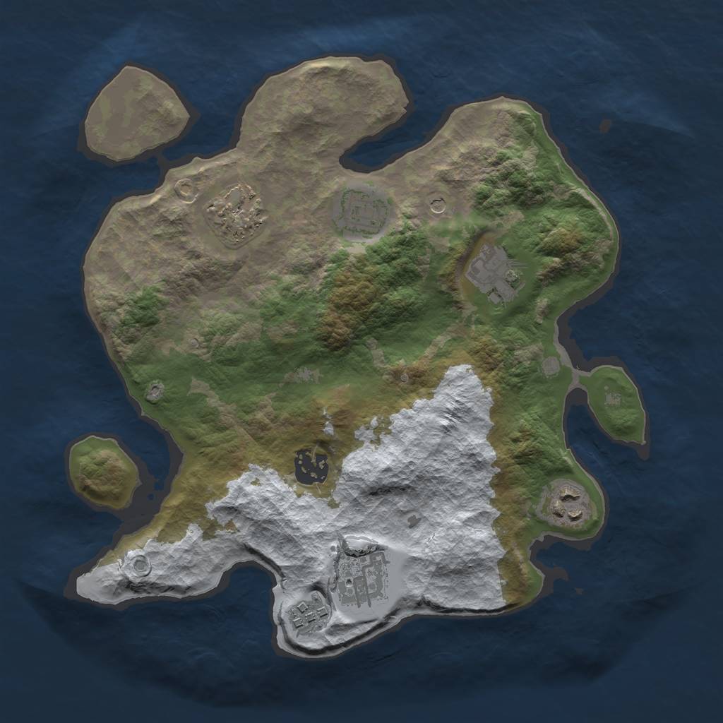 Rust Map: Barren, Size: 3000, Seed: 1010682426, 10 Monuments
