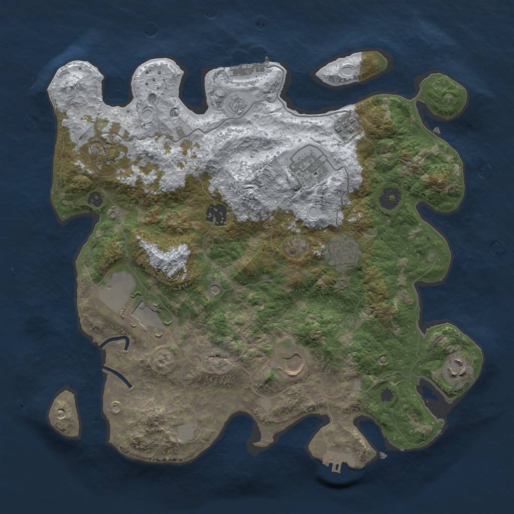 Rust Map: Procedural Map, Size: 3500, Seed: 21884, 17 Monuments