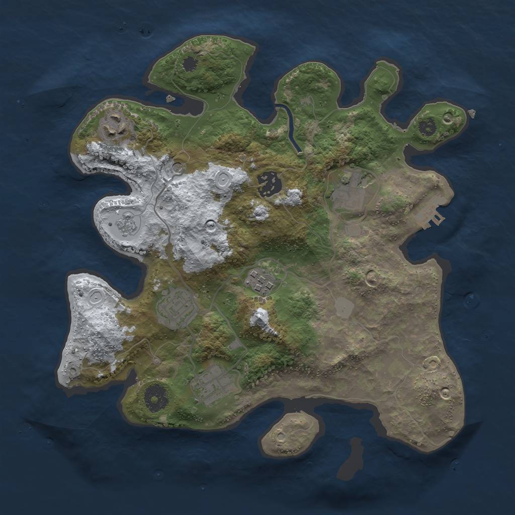 Rust Map: Procedural Map, Size: 3000, Seed: 697973850, 14 Monuments