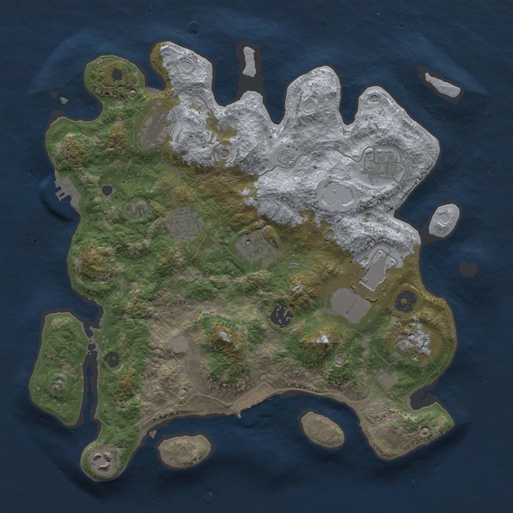 Rust Map: Procedural Map, Size: 3500, Seed: 278366013, 16 Monuments