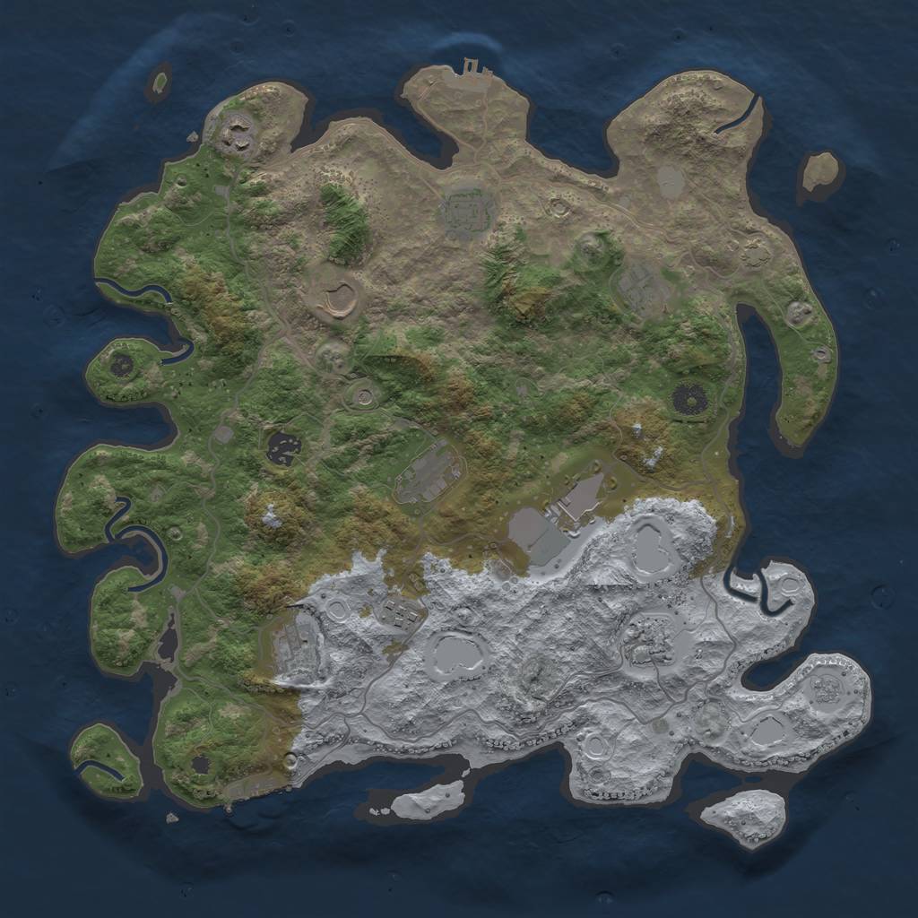 Rust Map: Procedural Map, Size: 4050, Seed: 1307538152, 18 Monuments