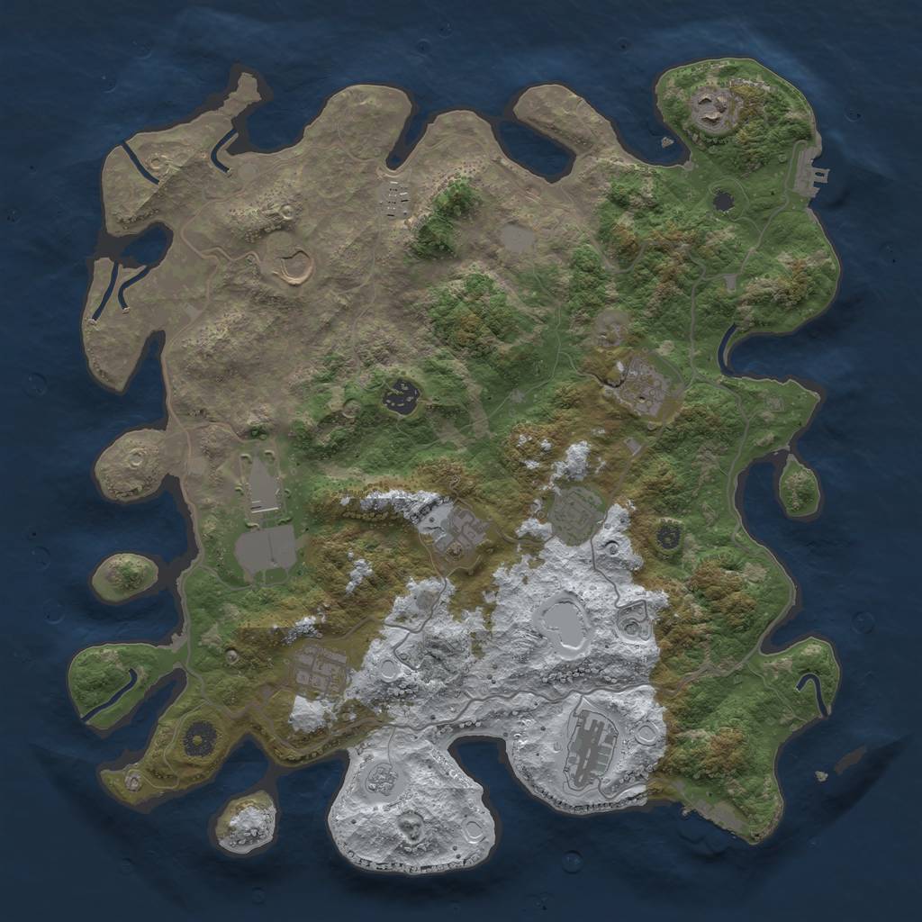 Rust Map: Procedural Map, Size: 4000, Seed: 1197447500, 19 Monuments