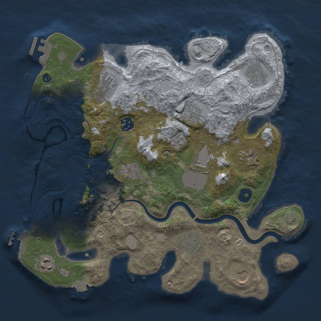 Rust Map: Procedural Map, Size: 3500, Seed: 1350589291, 17 Monuments