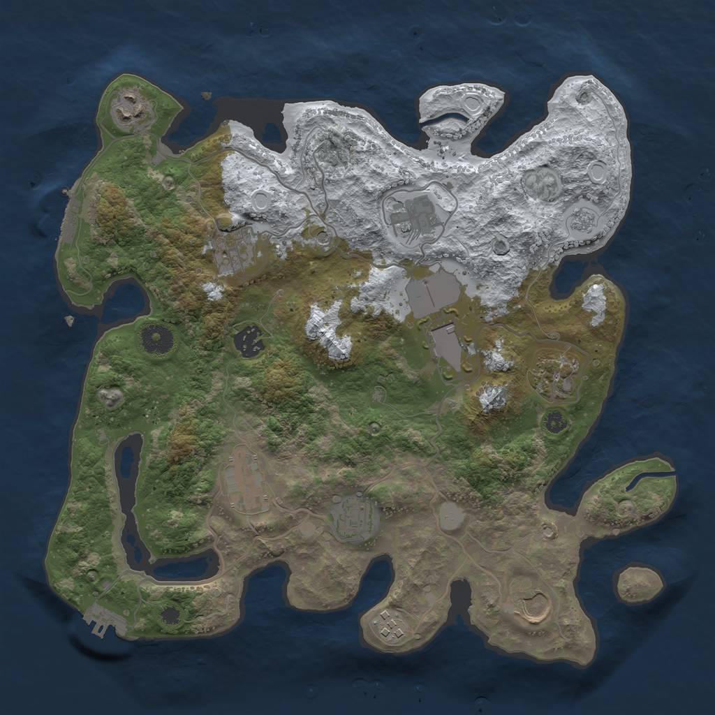 Rust Map: Procedural Map, Size: 3500, Seed: 1350589291, 19 Monuments