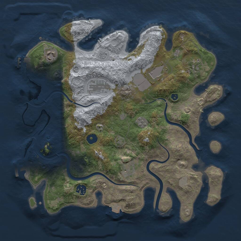 Rust Map: Procedural Map, Size: 3500, Seed: 1594195354, 13 Monuments
