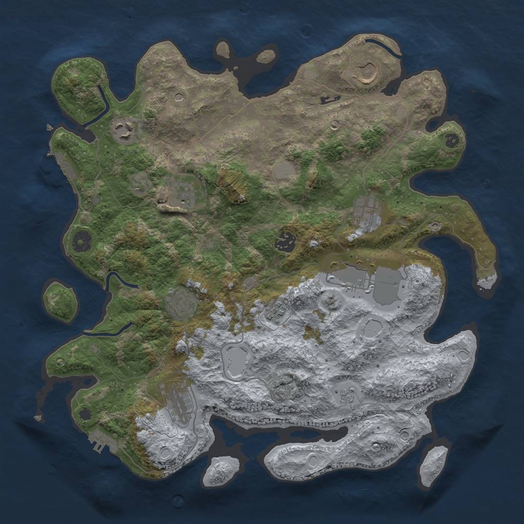 Rust Map: Procedural Map, Size: 3750, Seed: 1611209492, 16 Monuments