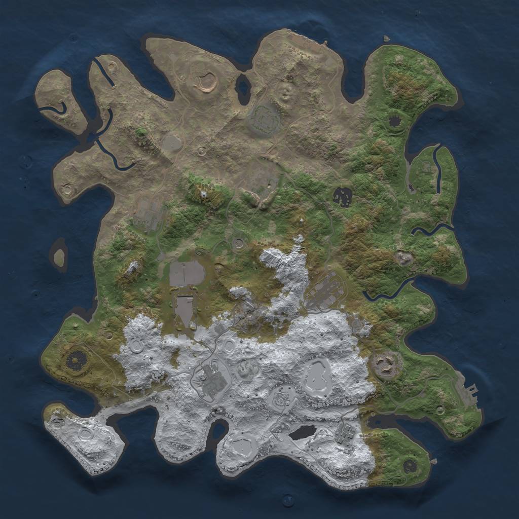 Rust Map: Procedural Map, Size: 3850, Seed: 1246952245, 19 Monuments