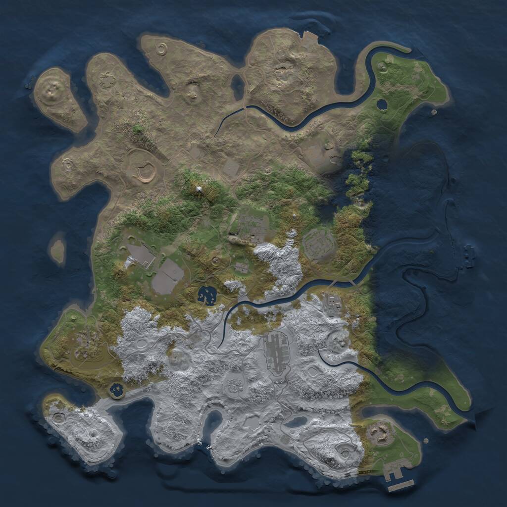 Rust Map: Procedural Map, Size: 3850, Seed: 1246952245, 16 Monuments