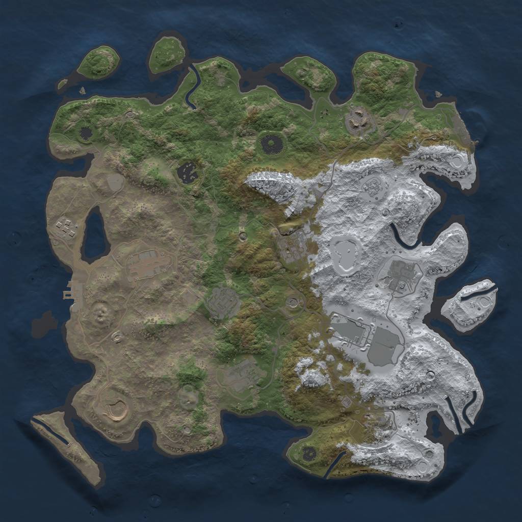 Rust Map: Procedural Map, Size: 3750, Seed: 751653853, 20 Monuments