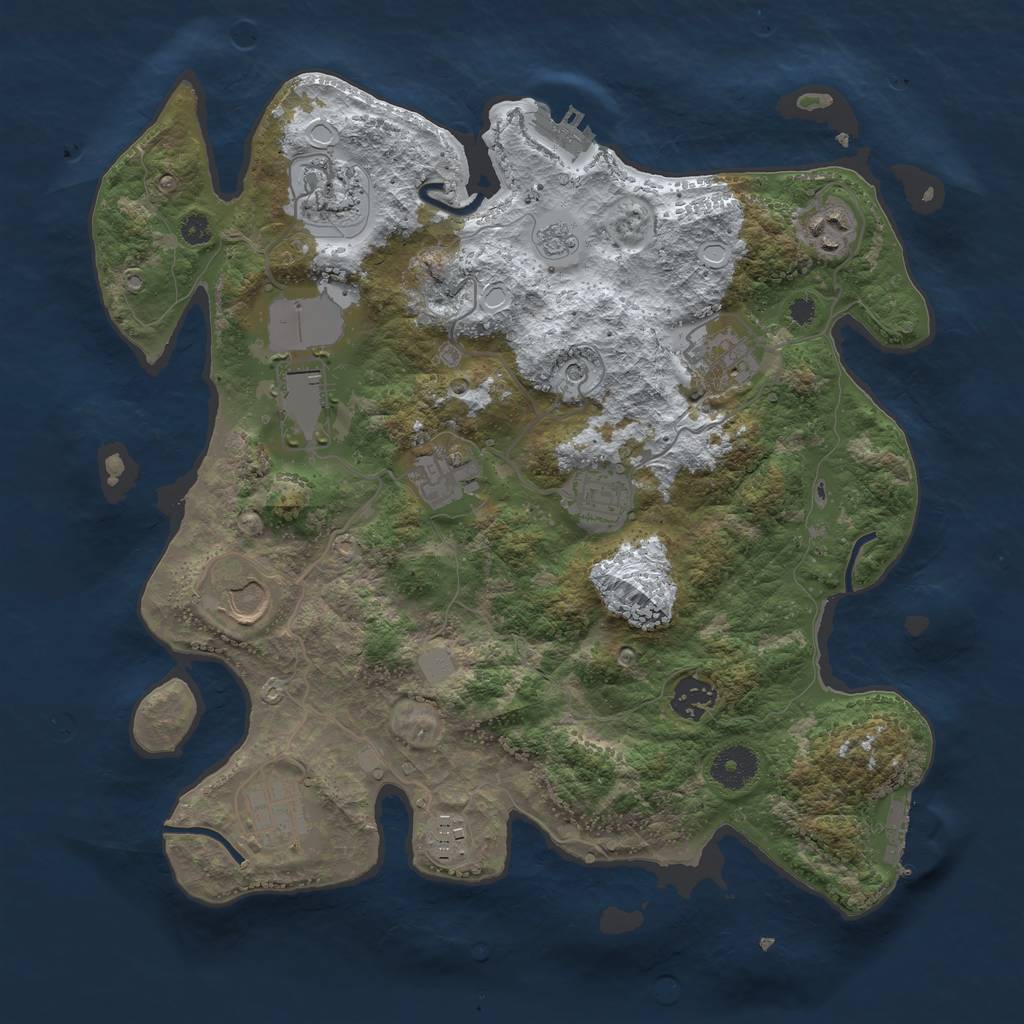 Rust Map: Procedural Map, Size: 3550, Seed: 579839057, 19 Monuments