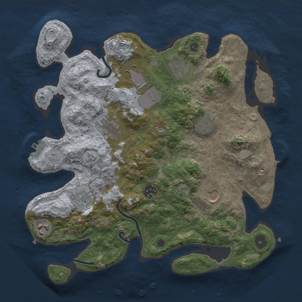Rust Map: Procedural Map, Size: 3500, Seed: 281759, 18 Monuments