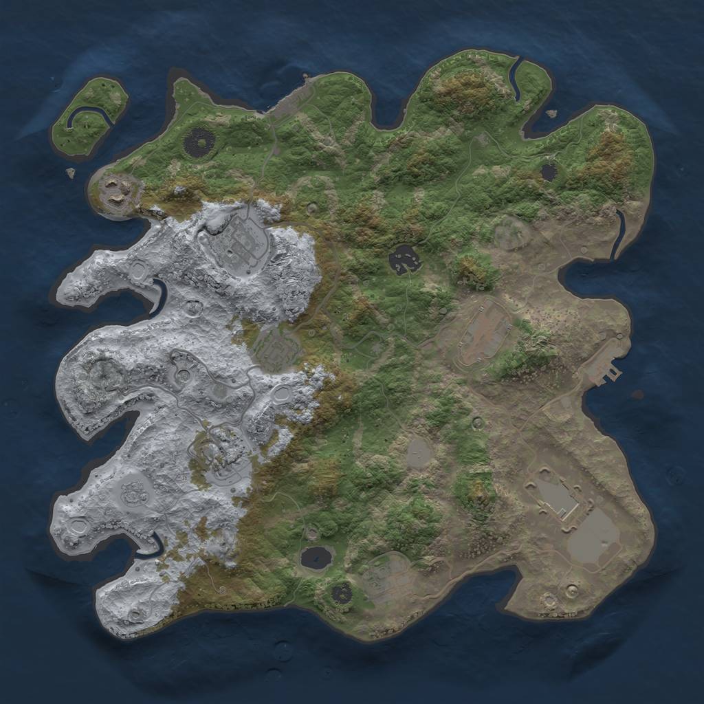 Rust Map: Procedural Map, Size: 3500, Seed: 781251547, 17 Monuments