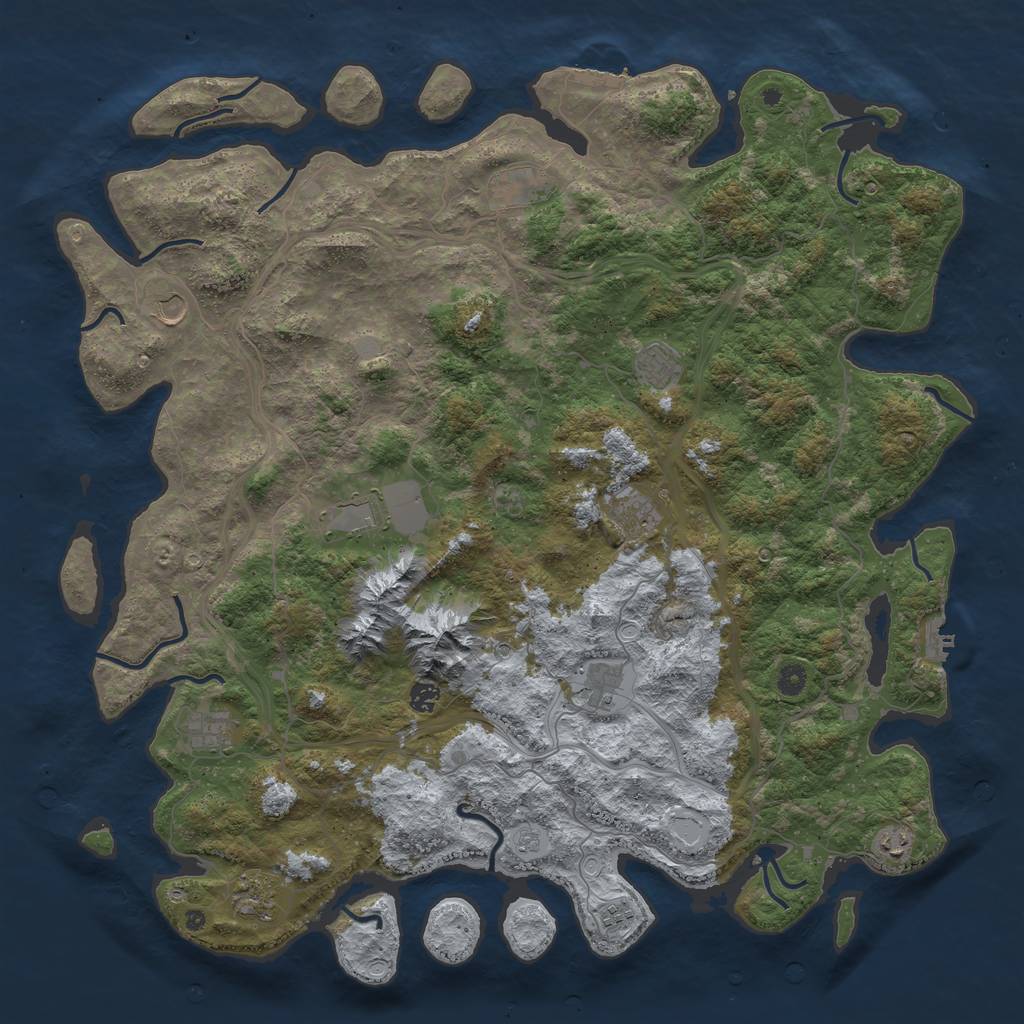 Rust Map: Procedural Map, Size: 5000, Seed: 6618750, 18 Monuments