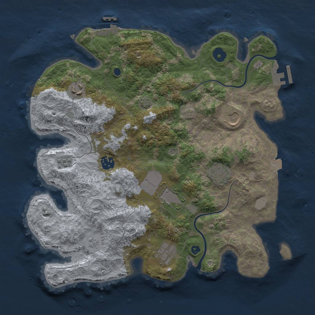 Rust Map: Procedural Map, Size: 3500, Seed: 1436803678, 13 Monuments