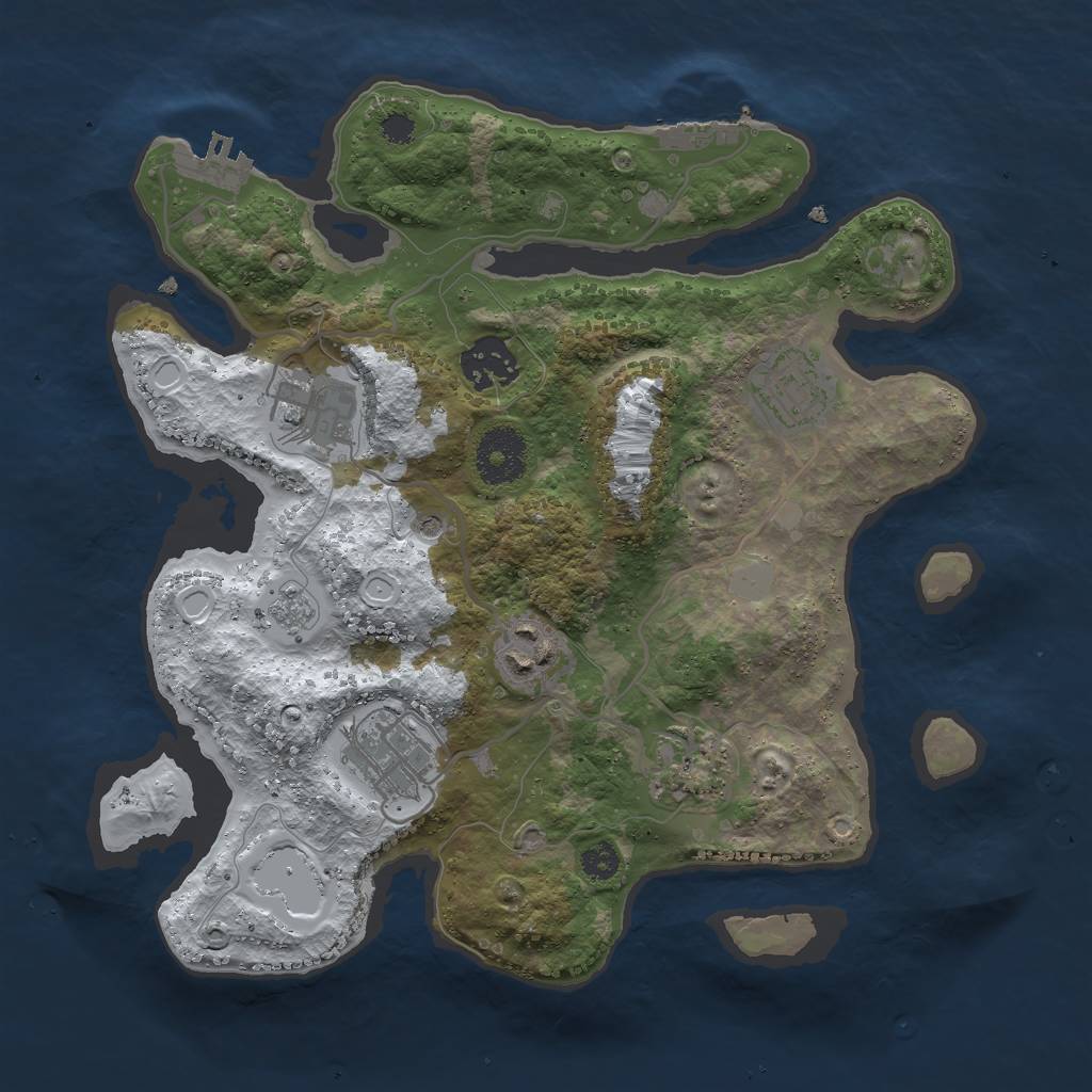 Rust Map: Procedural Map, Size: 3000, Seed: 653412, 15 Monuments