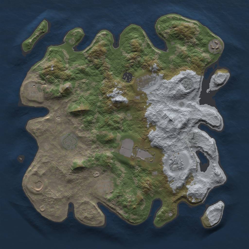 Rust Map: Barren, Size: 3700, Seed: 142, 13 Monuments