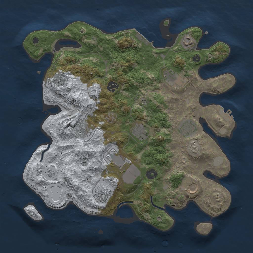 Rust Map: Procedural Map, Size: 3500, Seed: 776048270, 19 Monuments