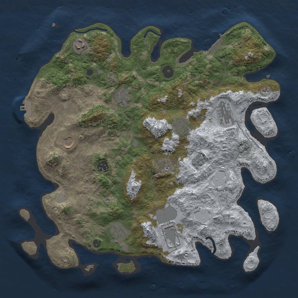 Rust Map: Procedural Map, Size: 3850, Seed: 766640040, 19 Monuments