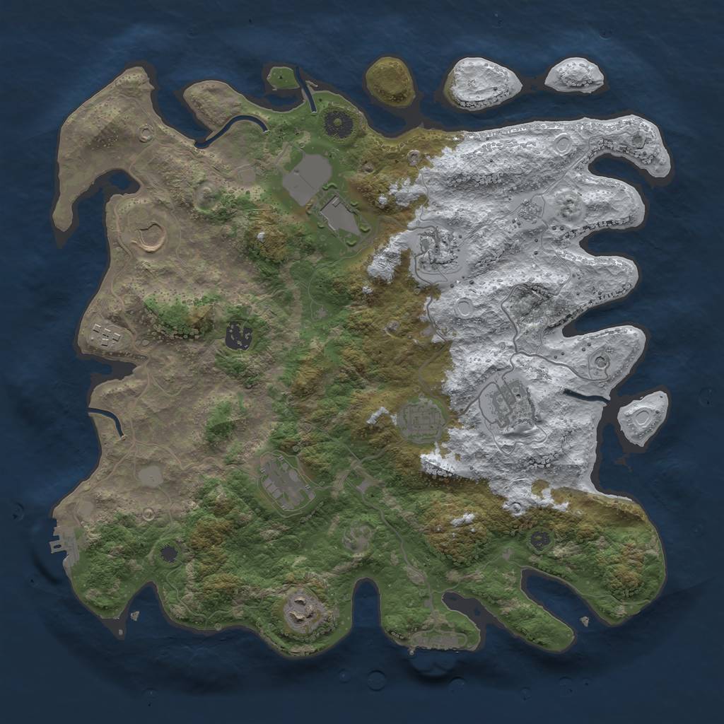 Rust Map: Procedural Map, Size: 3800, Seed: 1868, 18 Monuments