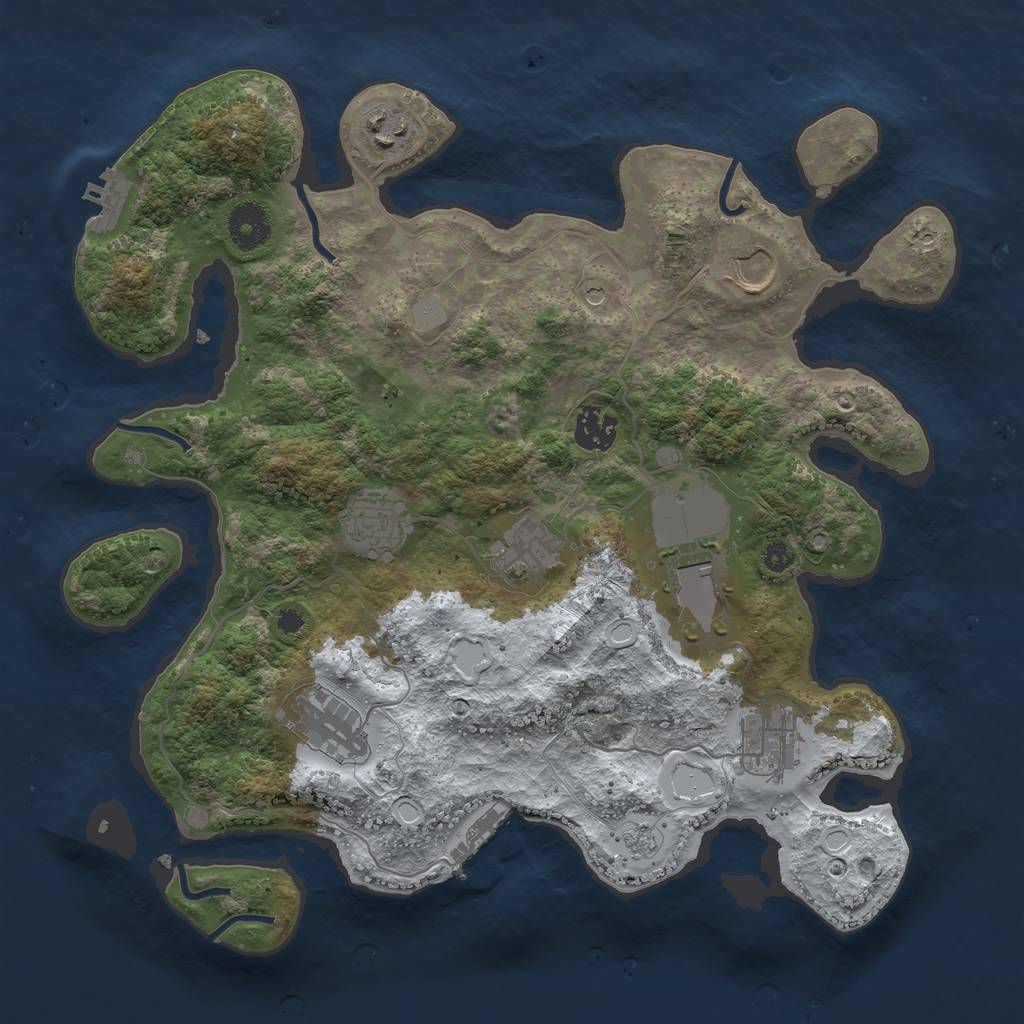 Rust Map: Procedural Map, Size: 3500, Seed: 44306127, 17 Monuments
