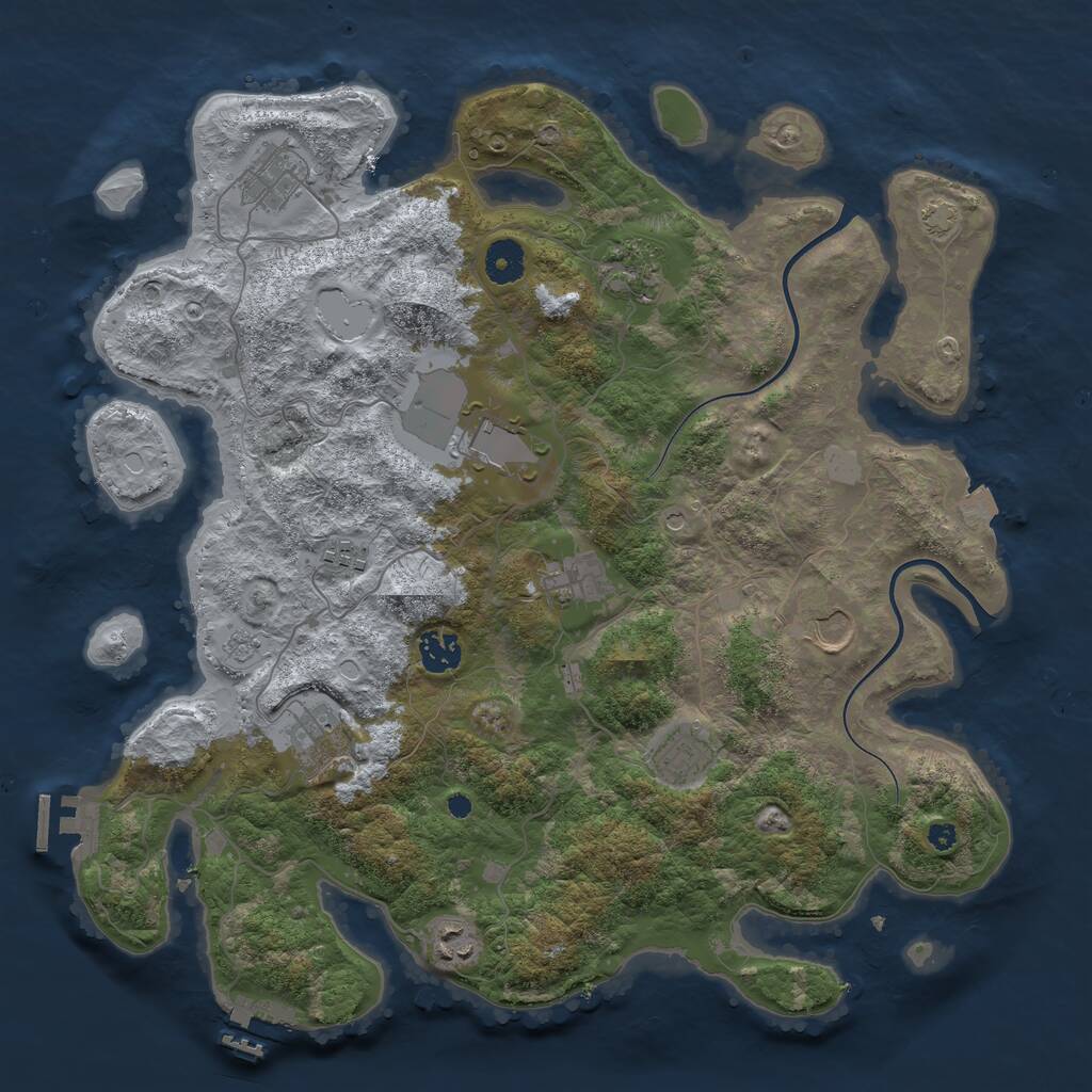 Rust Map: Procedural Map, Size: 3850, Seed: 13792566, 16 Monuments