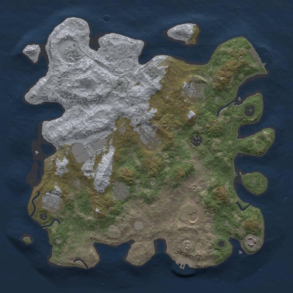 Rust Map: Procedural Map, Size: 3850, Seed: 1319791878, 17 Monuments