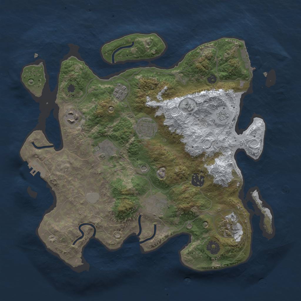 Rust Map: Procedural Map, Size: 3300, Seed: 1150489825, 16 Monuments