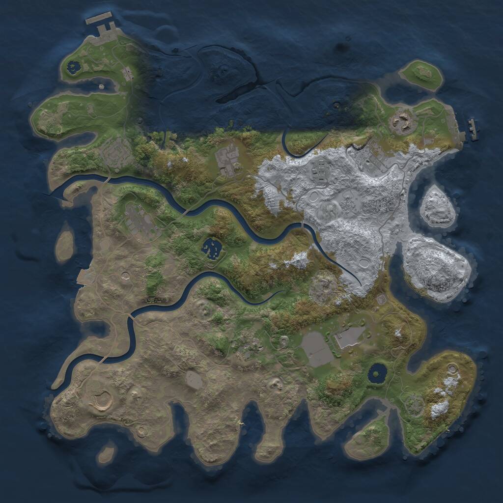 Rust Map: Procedural Map, Size: 3800, Seed: 122946, 16 Monuments