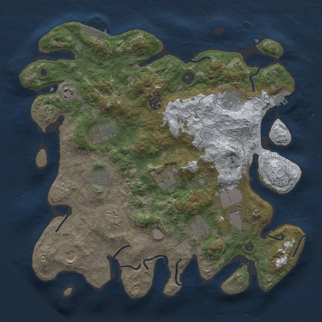 Rust Map: Procedural Map, Size: 3800, Seed: 122946, 20 Monuments