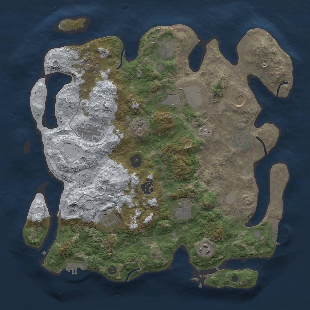 Rust Map: Procedural Map, Size: 3750, Seed: 864595392, 20 Monuments