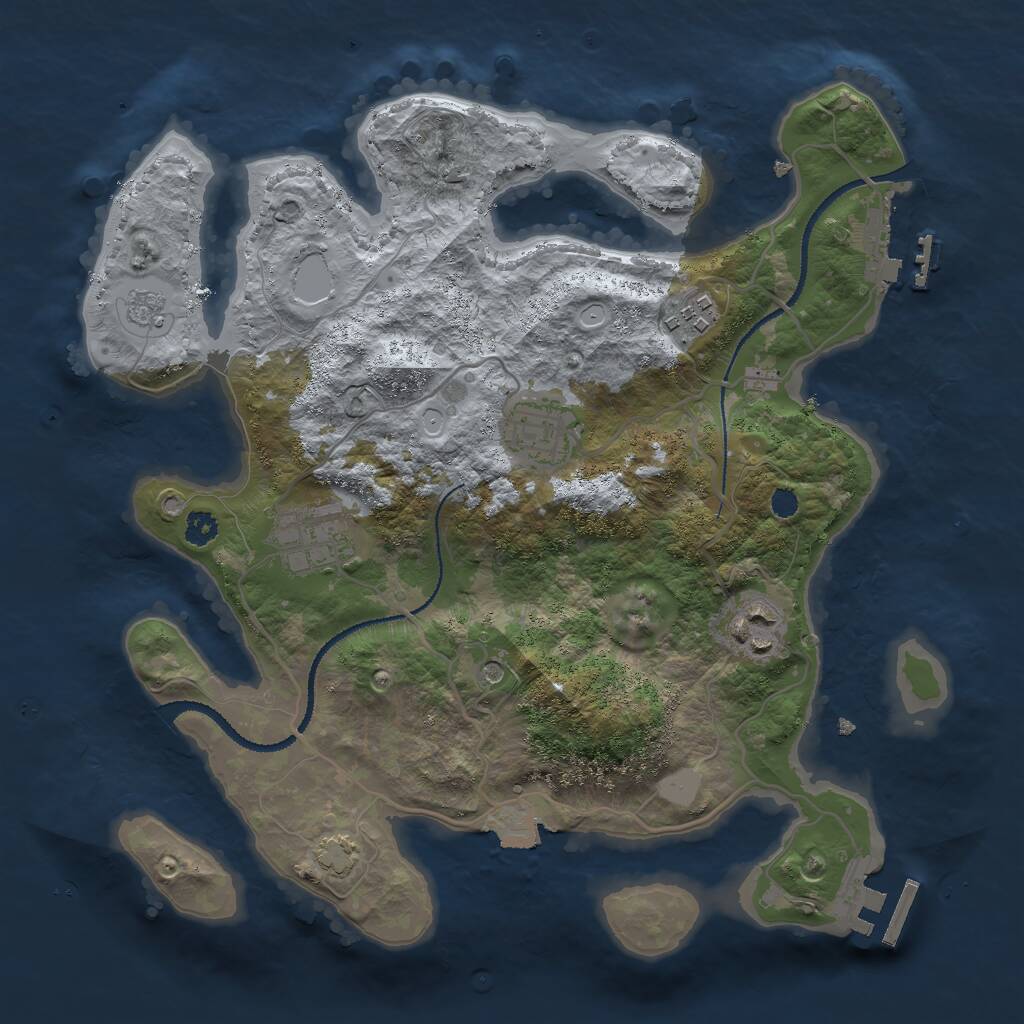 Rust Map: Procedural Map, Size: 3000, Seed: 1954112956, 10 Monuments