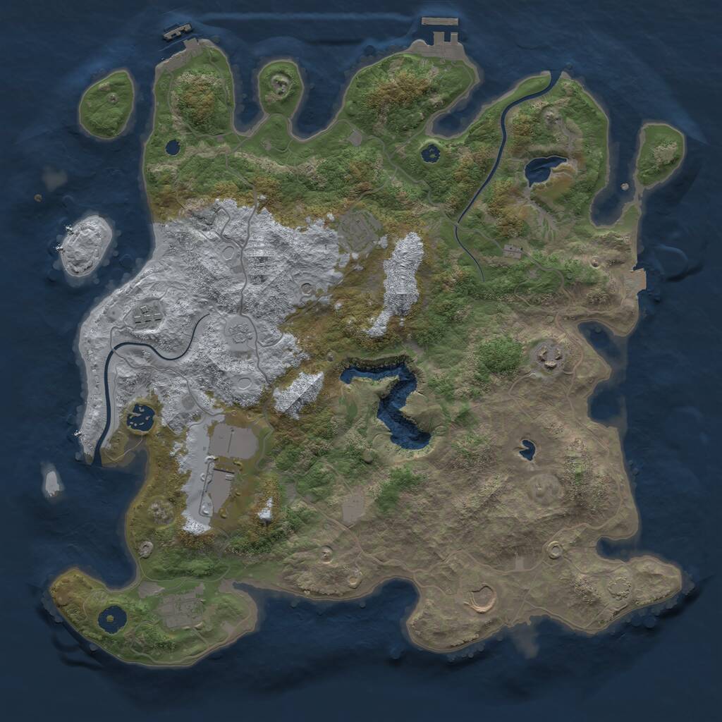 Rust Map: Procedural Map, Size: 4000, Seed: 1915639354, 13 Monuments