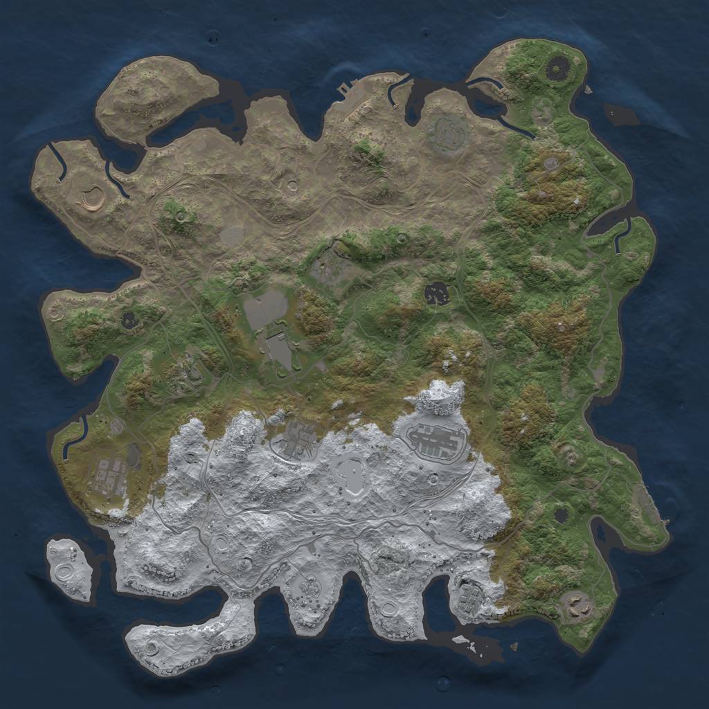 Rust Map: Procedural Map, Size: 4300, Seed: 556317462, 20 Monuments