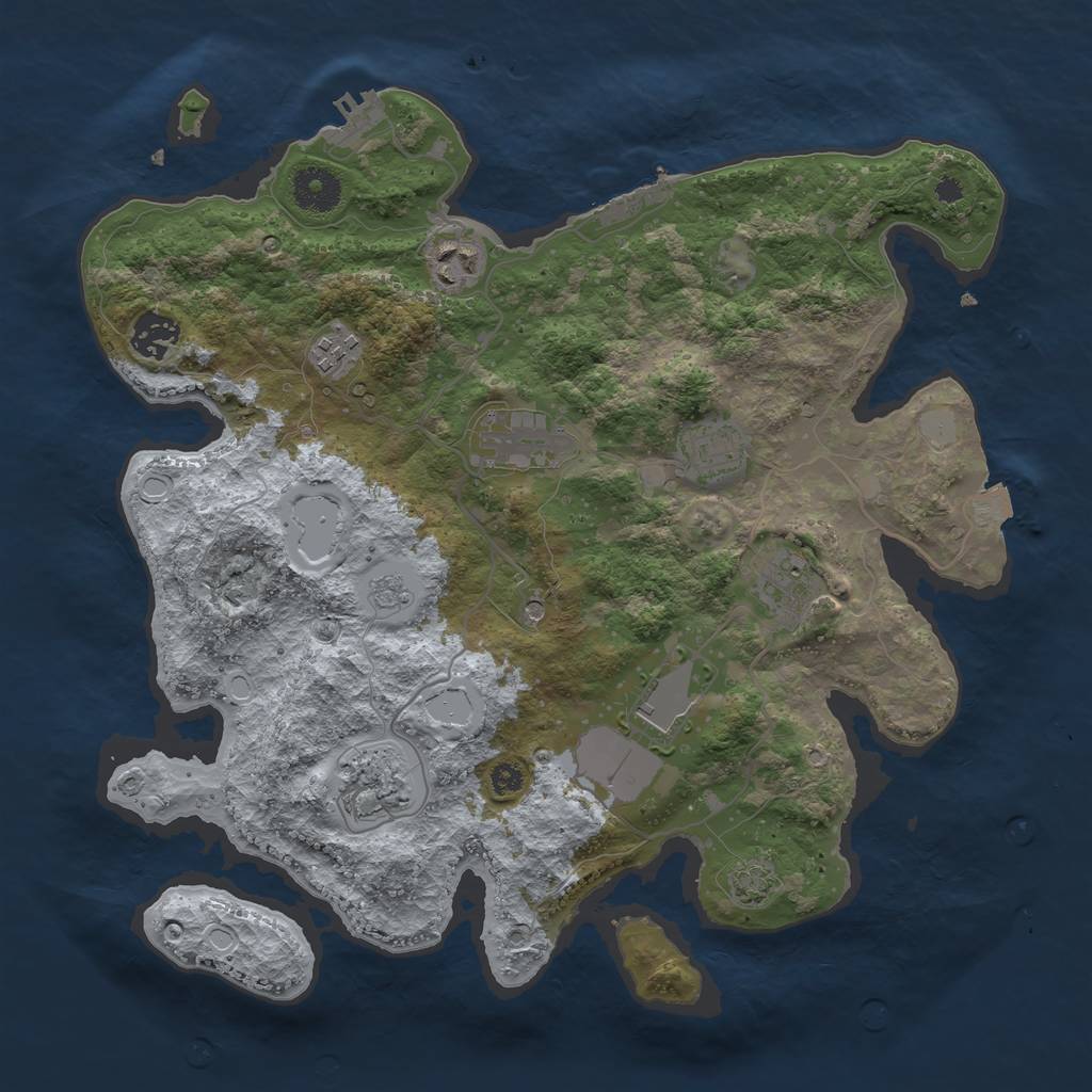 Rust Map: Procedural Map, Size: 3500, Seed: 65449549, 16 Monuments