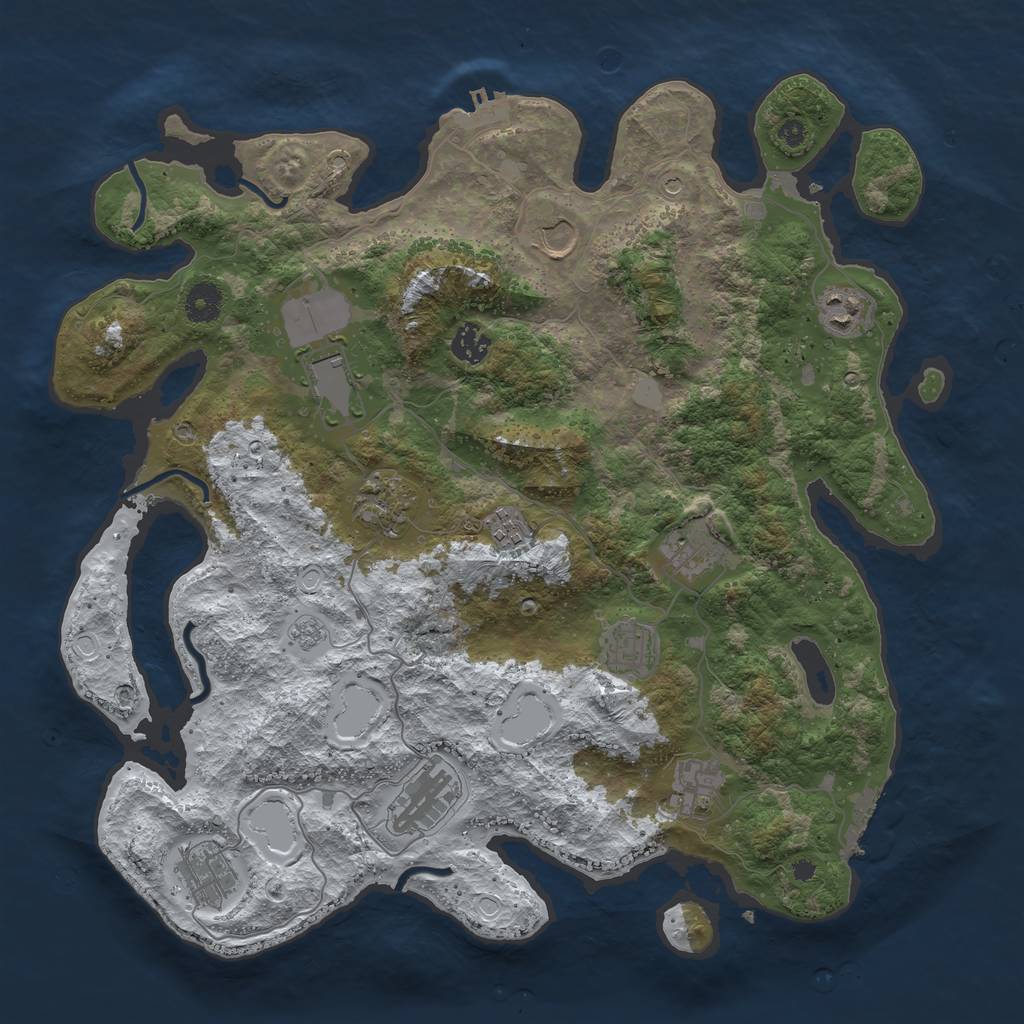 Rust Map: Procedural Map, Size: 3950, Seed: 498836042, 20 Monuments
