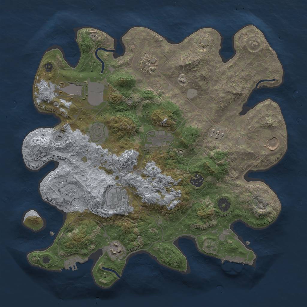 Rust Map: Procedural Map, Size: 3500, Seed: 1347074595, 17 Monuments