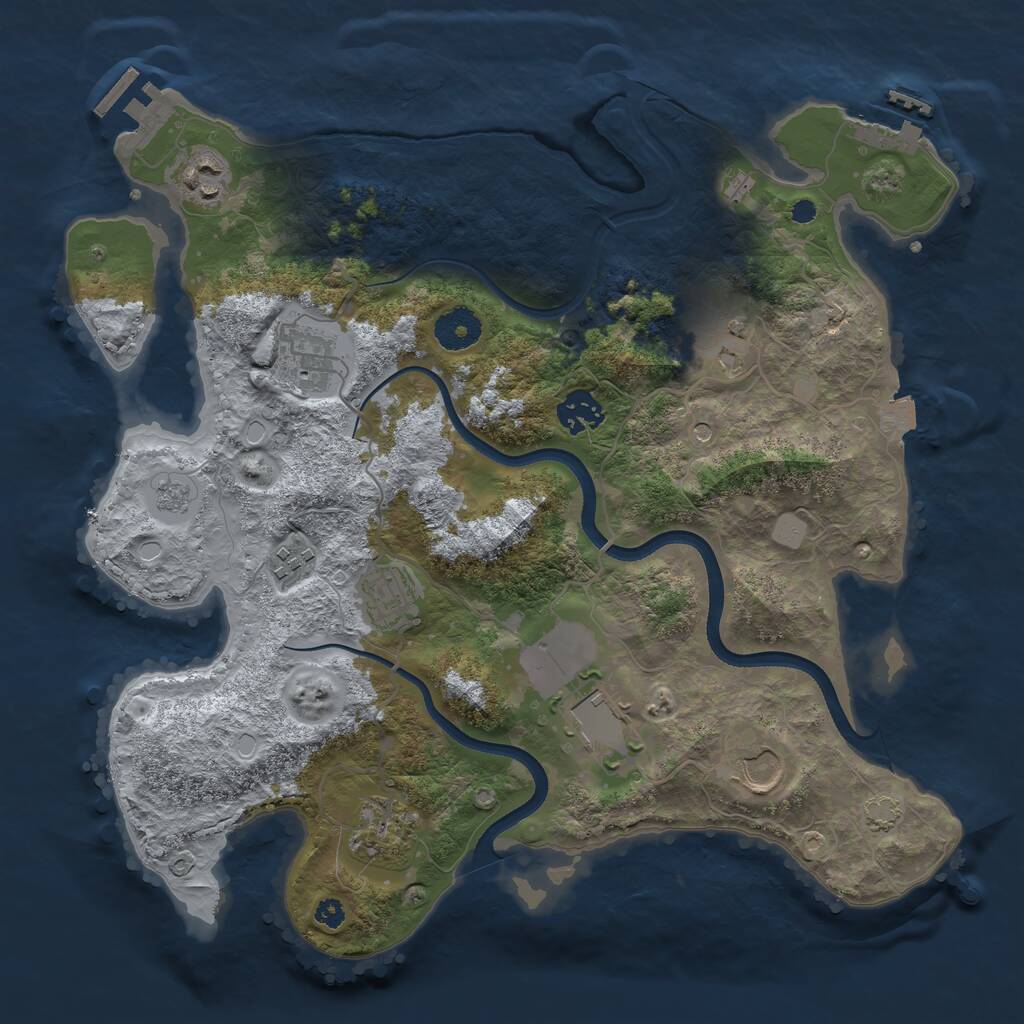 Rust Map: Procedural Map, Size: 3500, Seed: 1213780063, 15 Monuments