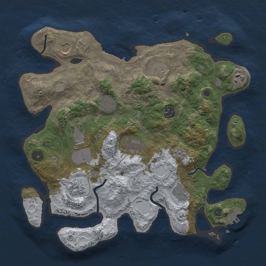 Rust Map: Procedural Map, Size: 3500, Seed: 556317462, 18 Monuments