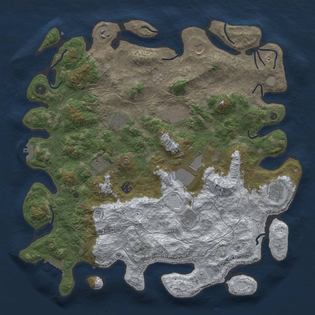 Rust Map: Procedural Map, Size: 4500, Seed: 3164880, 19 Monuments