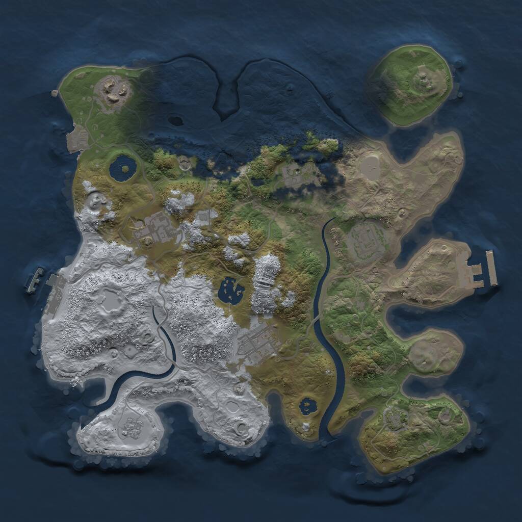 Rust Map: Procedural Map, Size: 3000, Seed: 396386493, 12 Monuments
