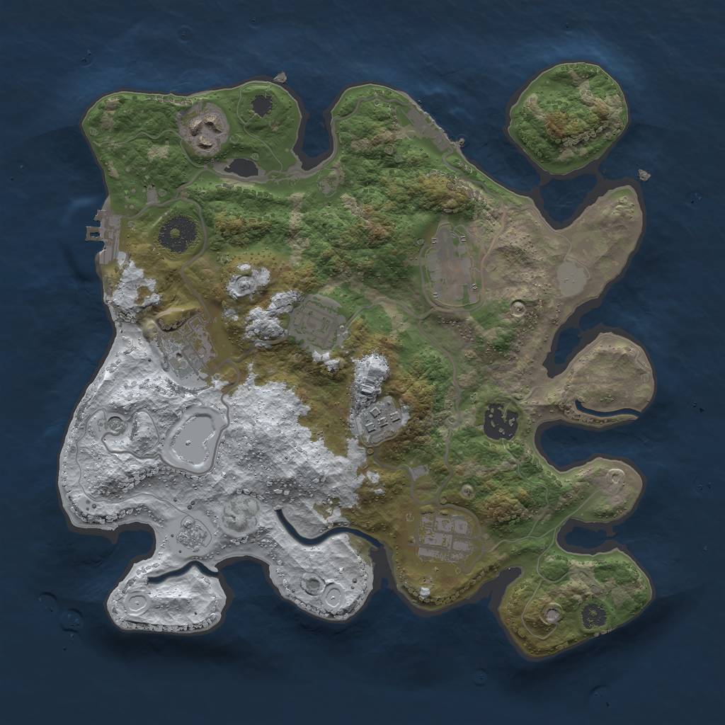 Rust Map: Procedural Map, Size: 3000, Seed: 396386493, 16 Monuments