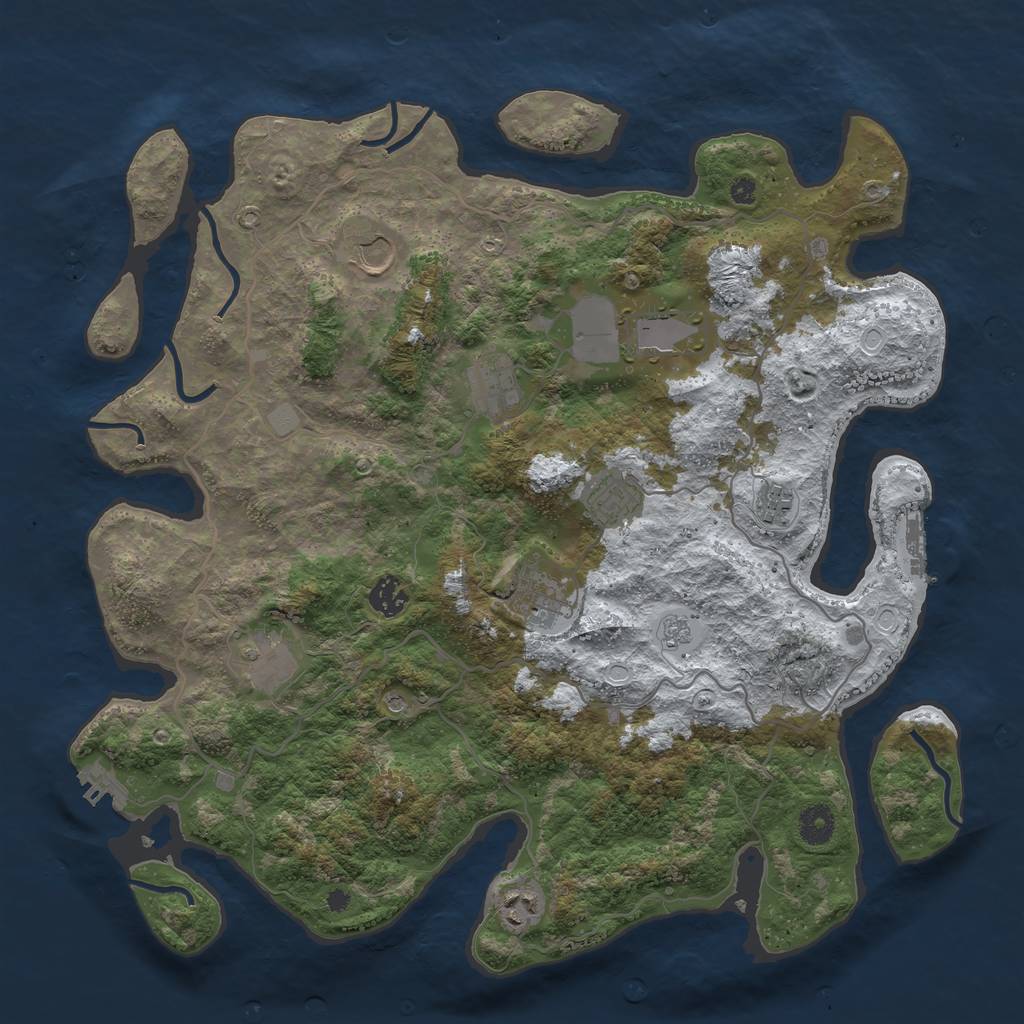 Rust Map: Procedural Map, Size: 4000, Seed: 6101, 18 Monuments