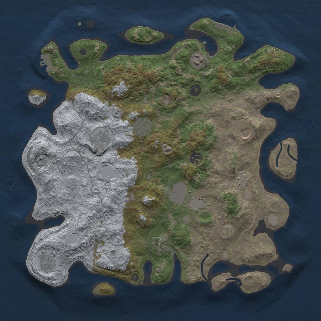 Rust Map: Procedural Map, Size: 4000, Seed: 409018, 18 Monuments