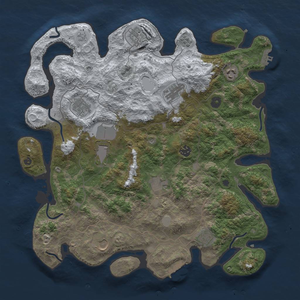 Rust Map: Procedural Map, Size: 4000, Seed: 658839, 19 Monuments